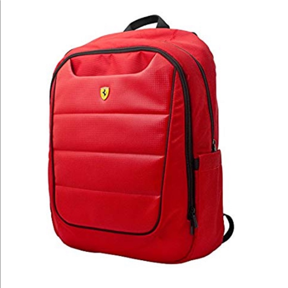Ferrari red leather backpack